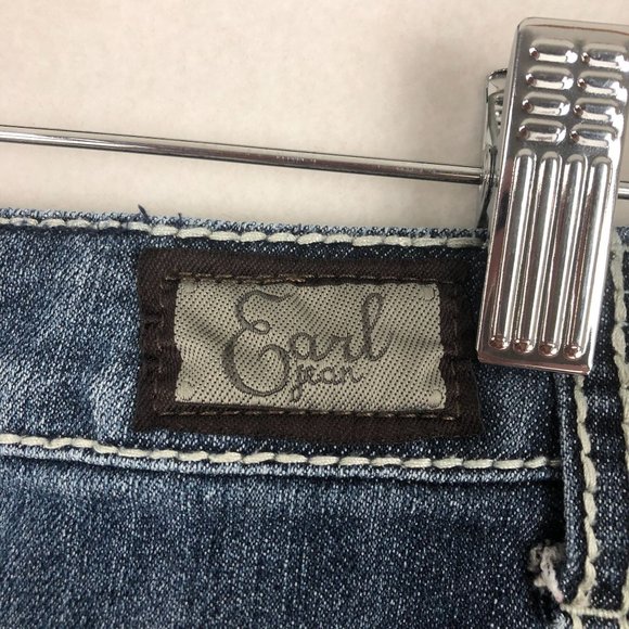 Earl Jean Women's Size 8 Dark Wash Blue Denim Embellished Skinny Jeans - Picture 6 of 11